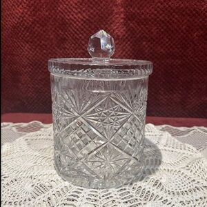 American Brilliant Biscuit Barrel Large Cut Crystal Glass Biscotti Jar 7x6.5